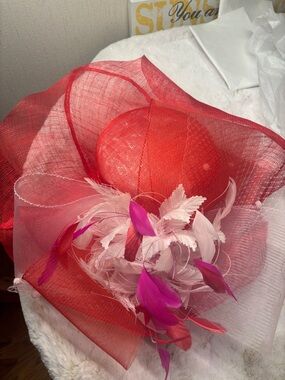Vibrant Red and Pink Women's Hat